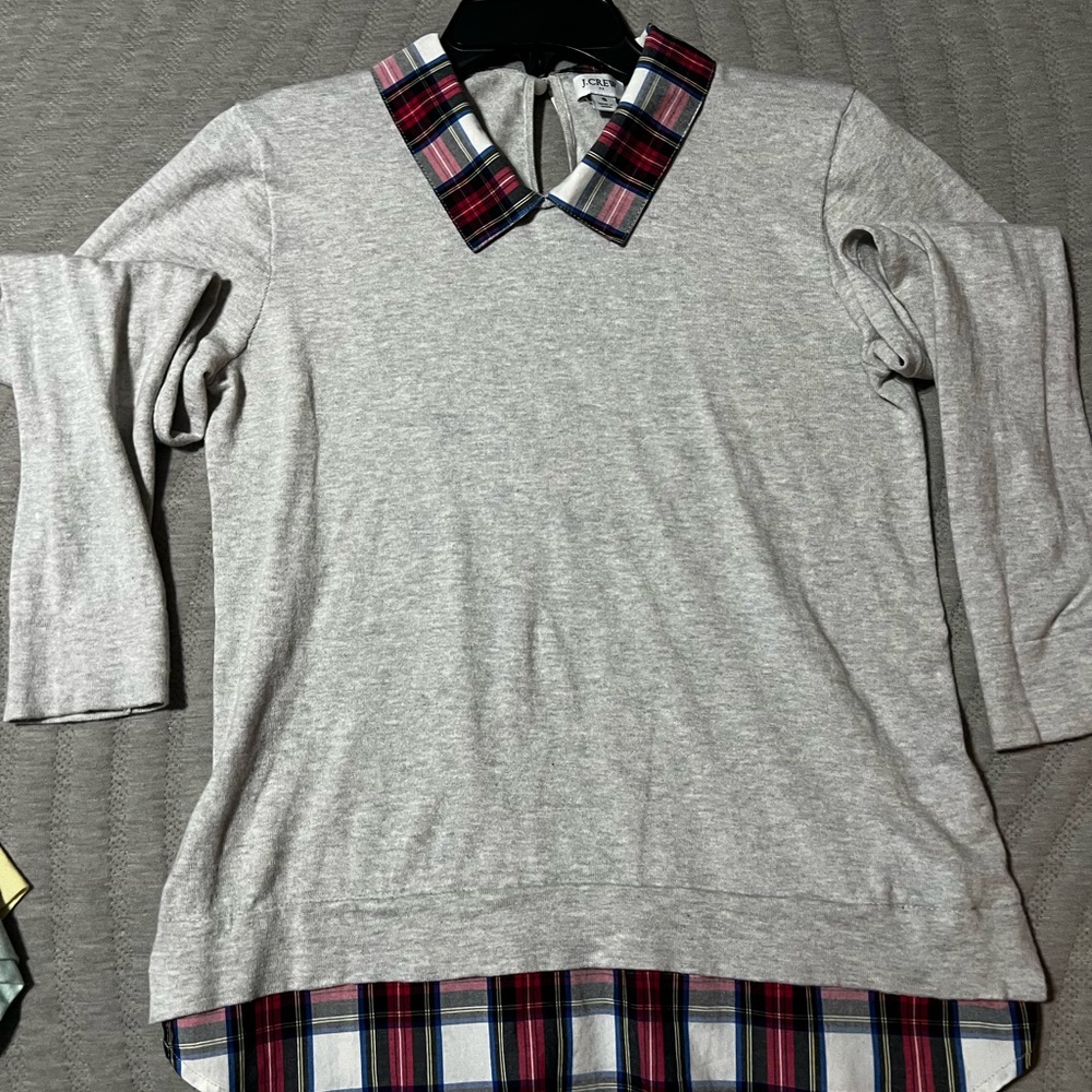 JCrew layered plaid & gray. Size small. Like new